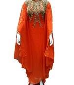 orange georgette embroidered zari work islamic kaftans