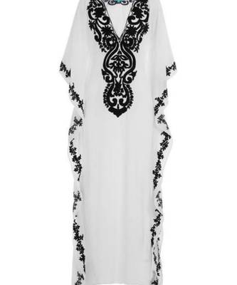 white georgette embroidered zari work islamic kaftans 1