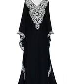 black georgette embroidered zari work islamic kaftans