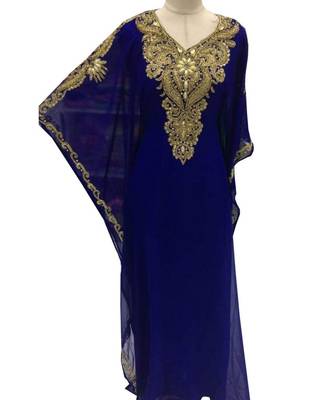 navy blue georgette embroidered zari work islamic kaftans 1