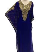 navy blue georgette embroidered zari work islamic kaftans
