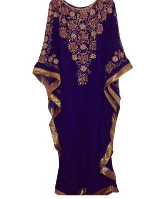 purple georgette embroidered zari work islamic kaftans 1