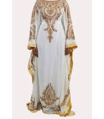 white georgette embroidered zari work islamic kaftans