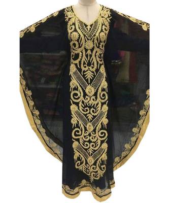 black georgette embroidered zari work islamic kaftans 1