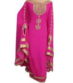 pink georgette embroidered zari work islamic kaftans