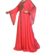 pink georgette embroidered zari work islamic kaftans