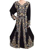 black georgette embroidered zari work islamic kaftans