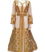 white georgette embroidered zari work islamic kaftans