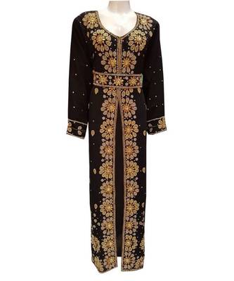 black georgette embroidered zari work islamic kaftans 1
