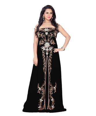 Black Georgette Embroidered Zari Work Fustan 1
