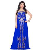 Royal Blue Georgette Embroidered Zari Work Fustan