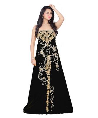 Black Georgette Embroidered Zari Work Fustan 1