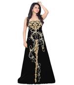 Black Georgette Embroidered Zari Work Fustan