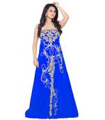 Royal Blue Georgette Embroidered Zari Work Fustan