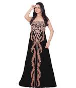 Black Georgette Embroidered Zari Work Fustan