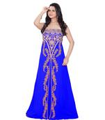 Royal Blue Georgette Embroidered Zari Work Fustan