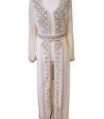 white georgette embroidered zari work islamic kaftans