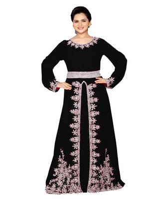 Black Georgette Embroidered Zari Work Islamic Kaftans 1
