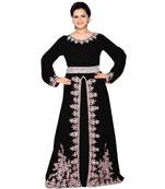 Black Georgette Embroidered Zari Work Islamic Kaftans