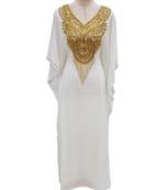 white georgette embroidered zari work islamic kaftans