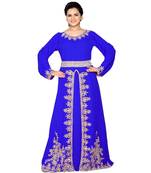 Royal Blue Georgette Embroidered Zari Work Islamic Kaftans