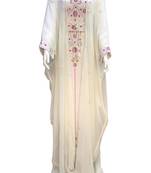 white georgette embroidered zari work islamic kaftans