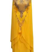 yellow georgette embroidered zari work islamic kaftans