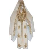 white georgette embroidered zari work islamic kaftans