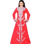 Coral Georgette Embroidered Zari Work Islamic Kaftans