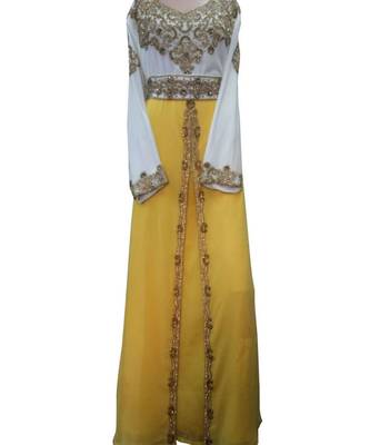 white  georgette embroidered zari work islamic kaftans 1