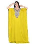 Yellow Georgette Embroidered Zari Work Islamic Kaftans