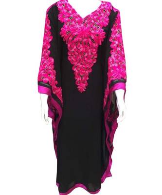black georgette embroidered zari work islamic kaftans 1