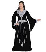 Black Georgette Embroidered Zari Work Islamic Kaftans