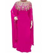 pink georgette embroidered zari work islamic kaftans