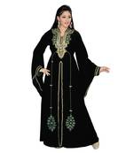 Black Georgette Embroidered Zari Work Islamic Kaftans