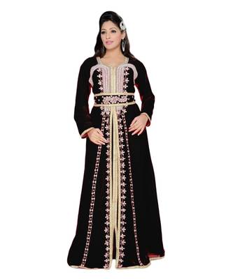 Black Georgette Embroidered Zari Work Islamic Kaftans 1