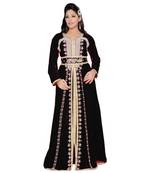 Black Georgette Embroidered Zari Work Islamic Kaftans