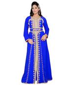 Royal Blue Georgette Embroidered Zari Work Islamic Kaftans