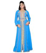 Blue Georgette Embroidered Zari Work Islamic Kaftans