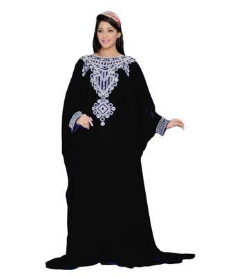 Black Georgette Embroidered Zari Work Islamic Kaftans 1