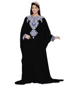 Black Georgette Embroidered Zari Work Islamic Kaftans