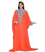 Coral Georgette Embroidered Zari Work Islamic Kaftans