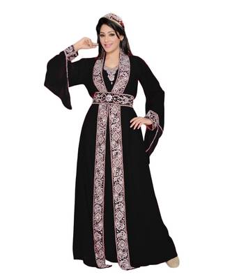 Black Georgette Embroidered Zari Work Islamic Kaftans 1