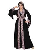 Black Georgette Embroidered Zari Work Islamic Kaftans