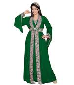 Green Georgette Embroidered Zari Work Islamic Kaftans