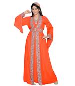 Coral Georgette Embroidered Zari Work Islamic Kaftans