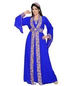 Royal Blue Georgette Embroidered Zari Work Islamic Kaftans