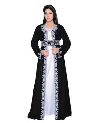 Black Georgette Embroidered Zari Work Islamic Kaftans 1