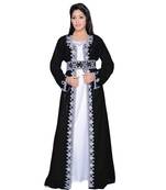 Black Georgette Embroidered Zari Work Islamic Kaftans