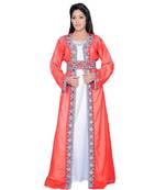 Coral Georgette Embroidered Zari Work Islamic Kaftans